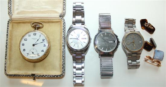 Watches, pocket watch, cufflinks & brooch